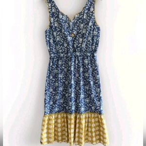 Matilda Jane Blue Ridge Wish You Were Here Dress Midi Boho Chic Womens Sz Medium